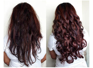 Before & After: Andrea & Weave Clip In Hair Extensions in Auburn Brown