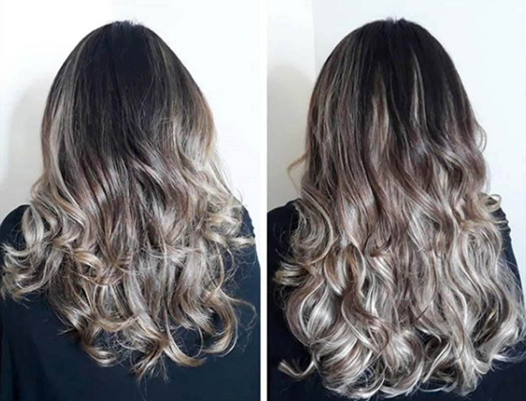 Before & After: Andrea & Weave Clip In Hair Extensions in Oak & Pearl