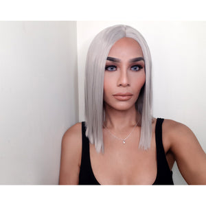 Andrea & Weave Lace Front Wig in Silver Straight - 14" (Pre-Order)
