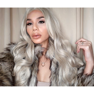 Andrea & Weave Lace Front Wig in Platinum Ash Blonde Curled - 22" (3-day Rental)