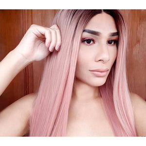 Andrea & Weave Lace Front Wig in Dusty Rose Ombré Straight - 24" (Pre-Order)